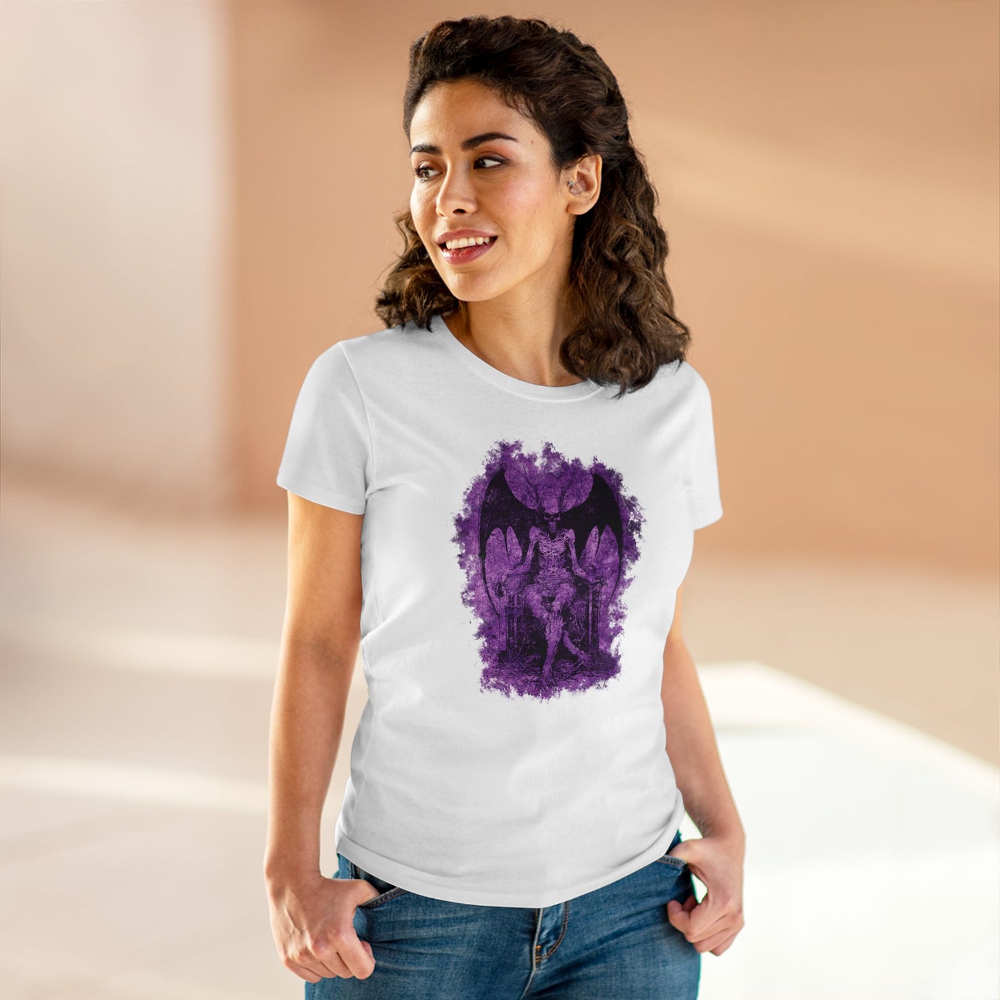 Women's T-shirt Devil on his Throne in Purple - Frogos Design