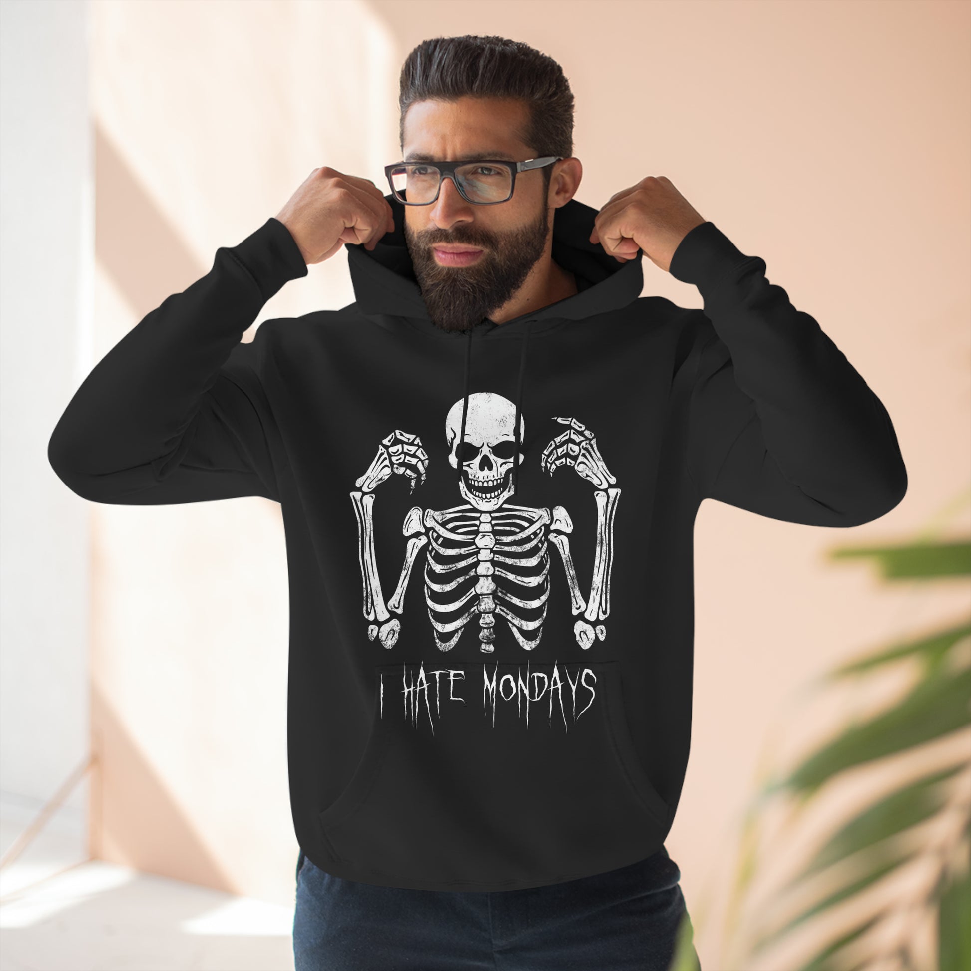 Unisex Pullover Hoodie Skeleton hates Mondays - Frogos Design