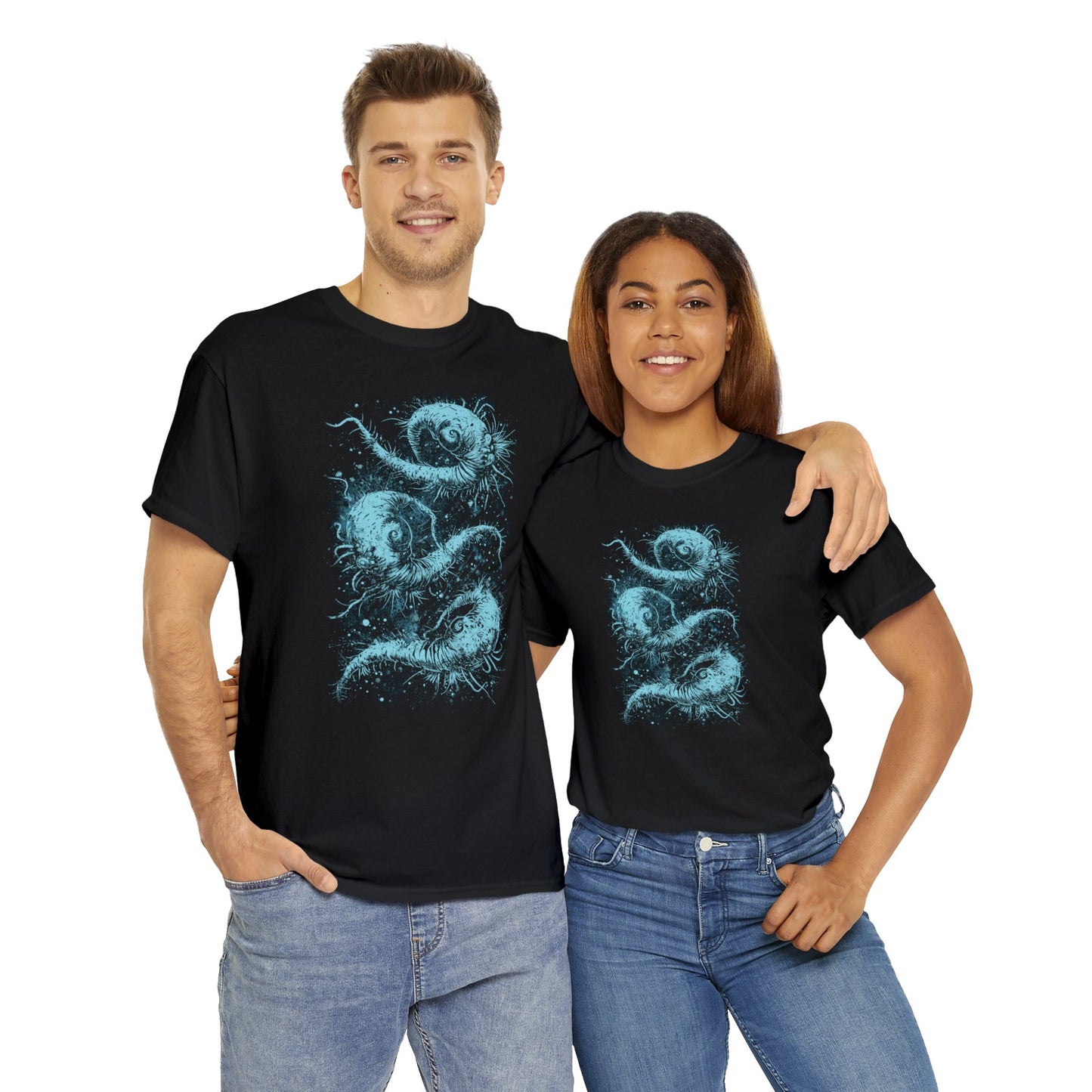 Unisex T-shirt Cosmic Worms in Blue - Frogos Design