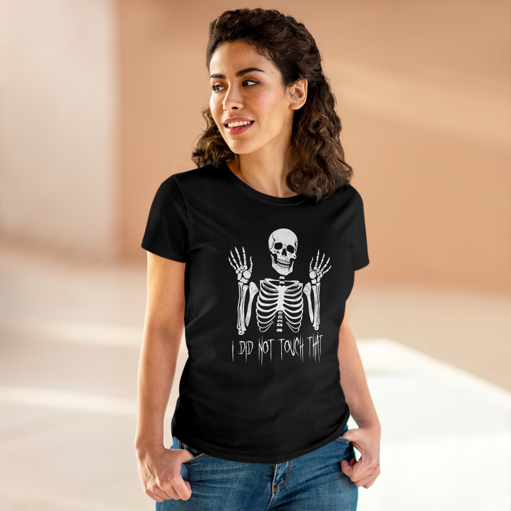 Women's T-shirt Skelly Did Not Touch That - Frogos Design