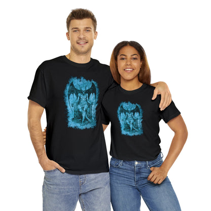 Unisex T-shirt Devil on his Throne in Blue - Frogos Design