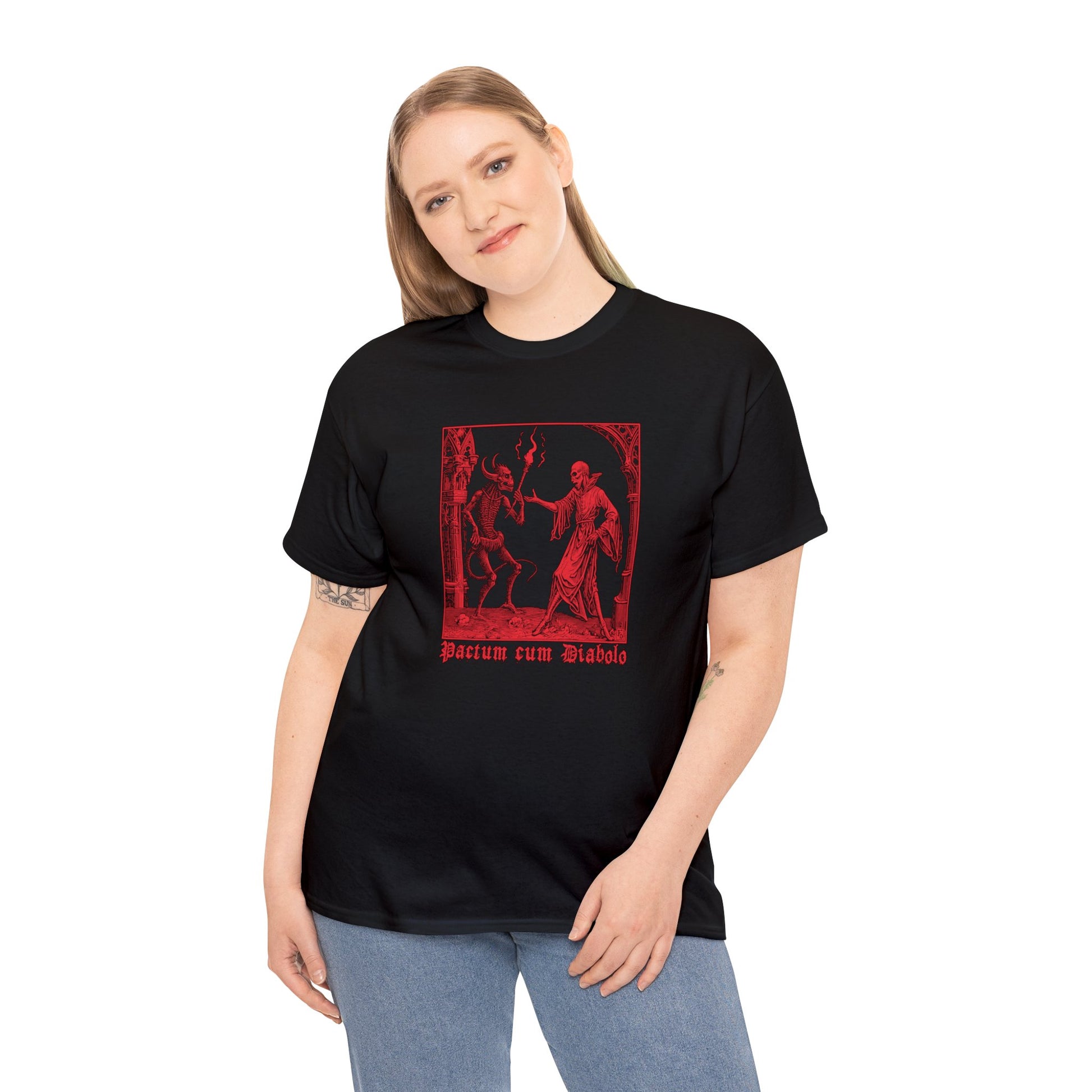 Unisex T-shirt Pactum cum Diabolo in Red - Frogos Design