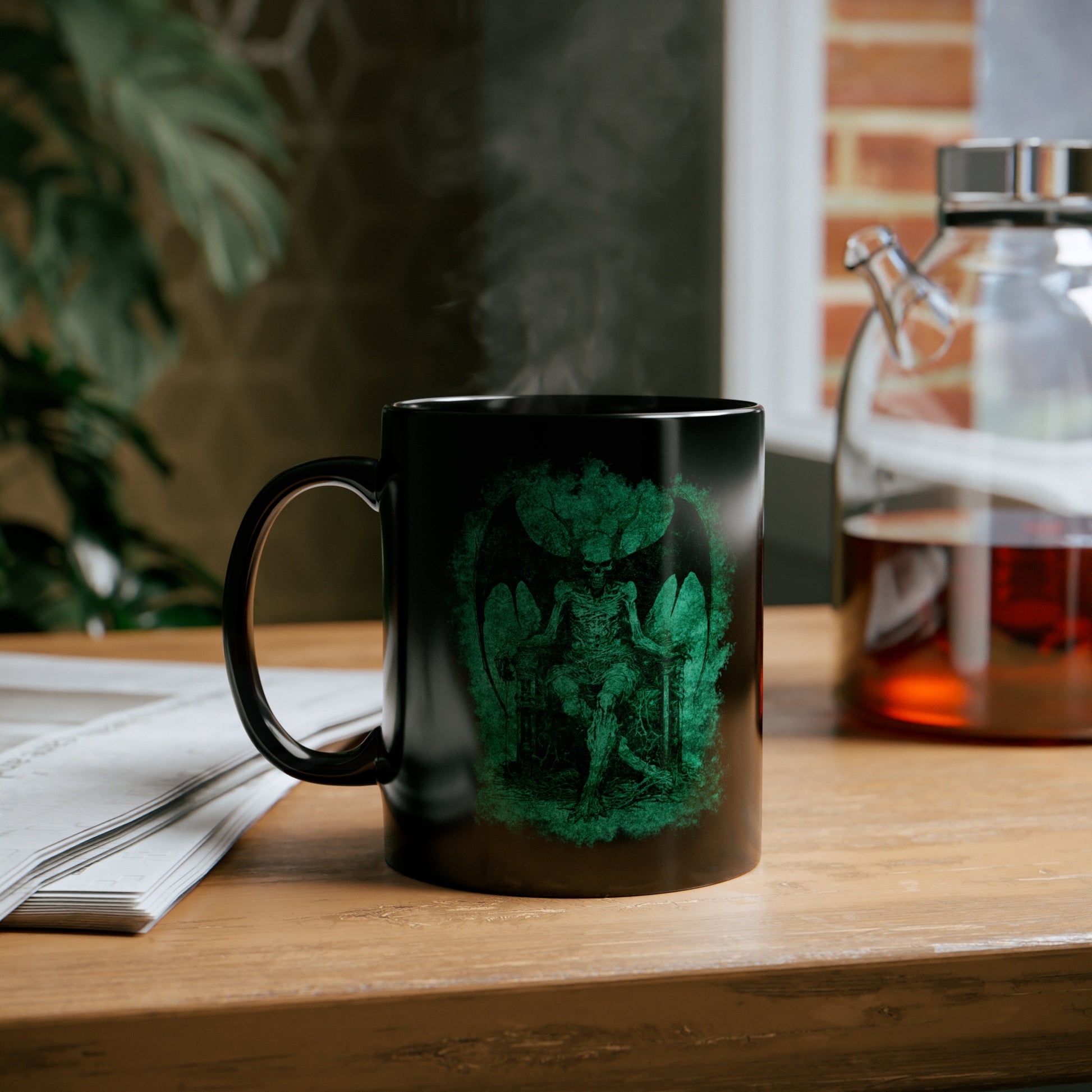 Mug Devil on his Throne in Hell in Green - Frogos Design