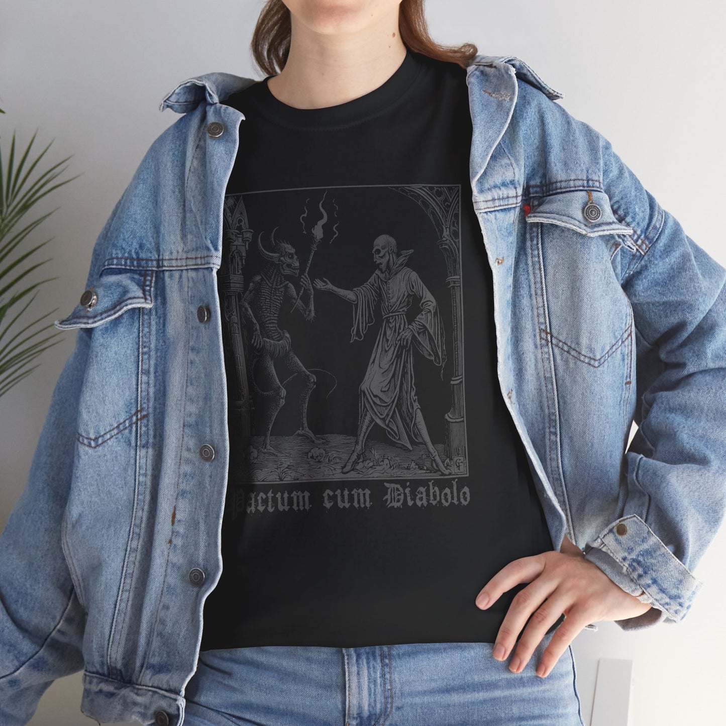 Unisex tričko Pactum cum Diabolo v béžové