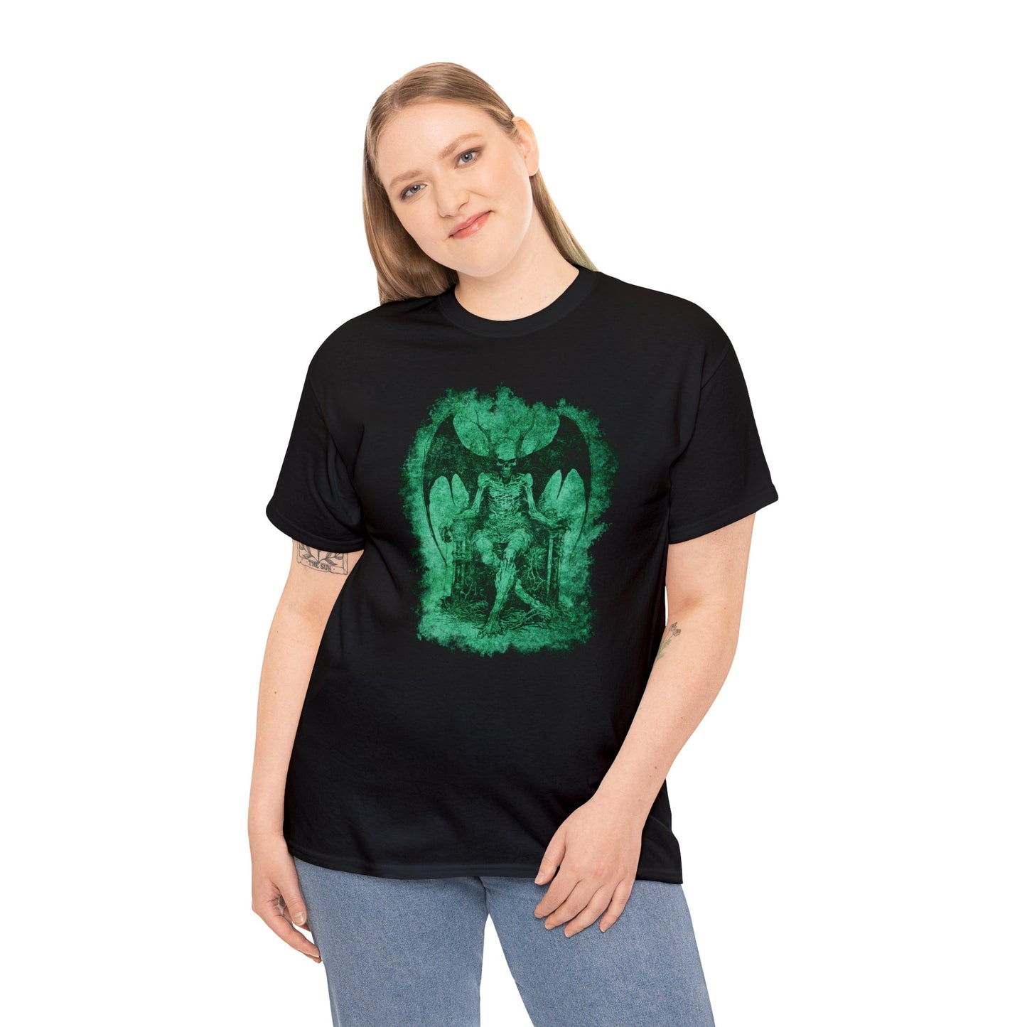 Unisex T-shirt Devil on his Throne in Green - Frogos Design