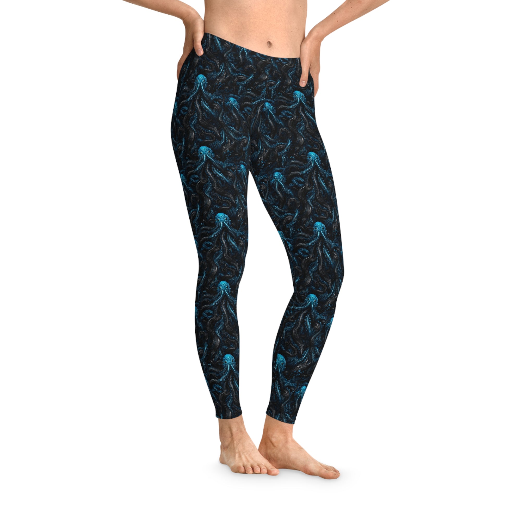 Women`s Leggings Blue Tentacles Horror - Frogos Design