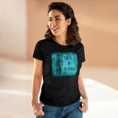 Women's T-shirt Back in Business in Blue - Frogos Design