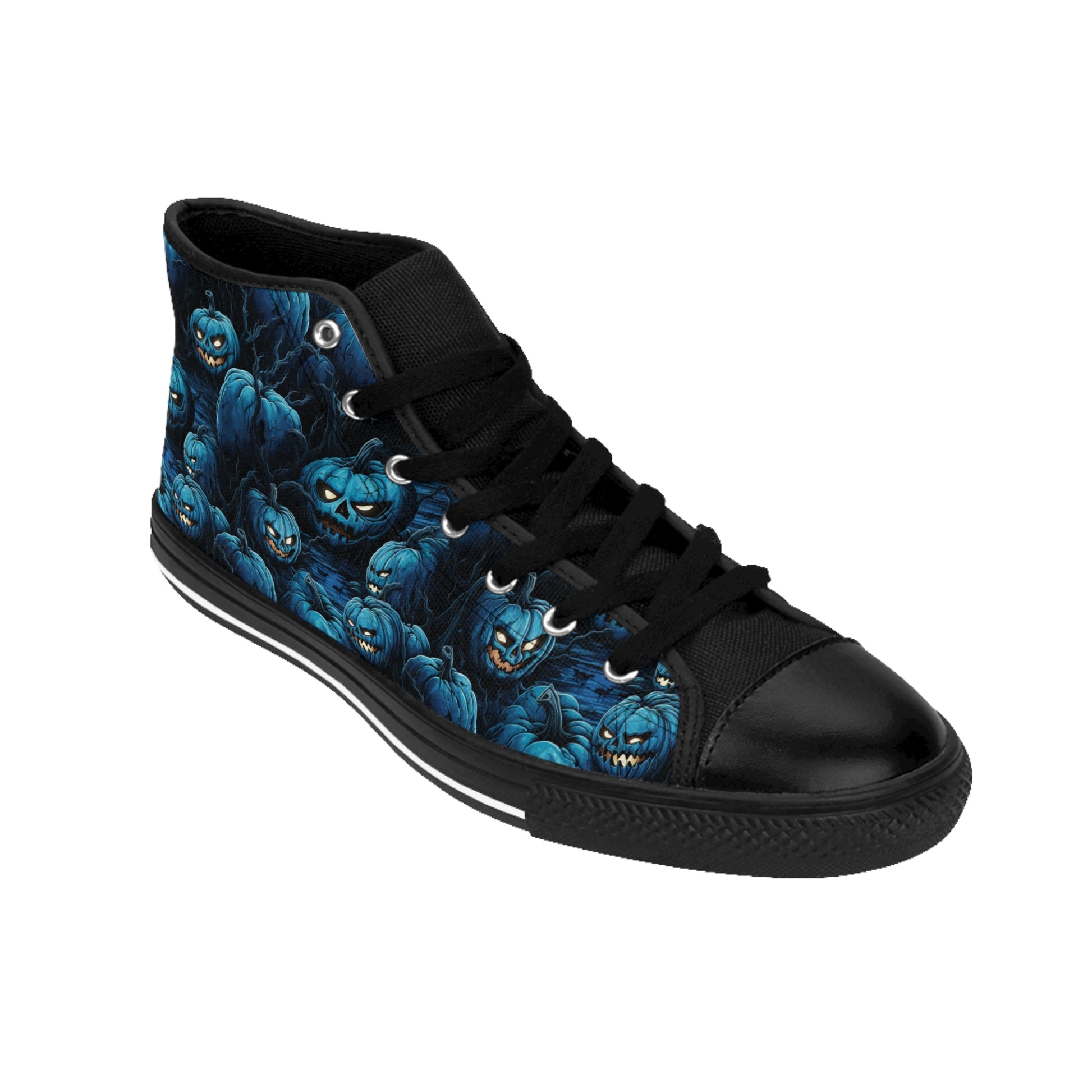 Classic Sneakers Spooky Blue Halloween Pumpkins - Frogos Design