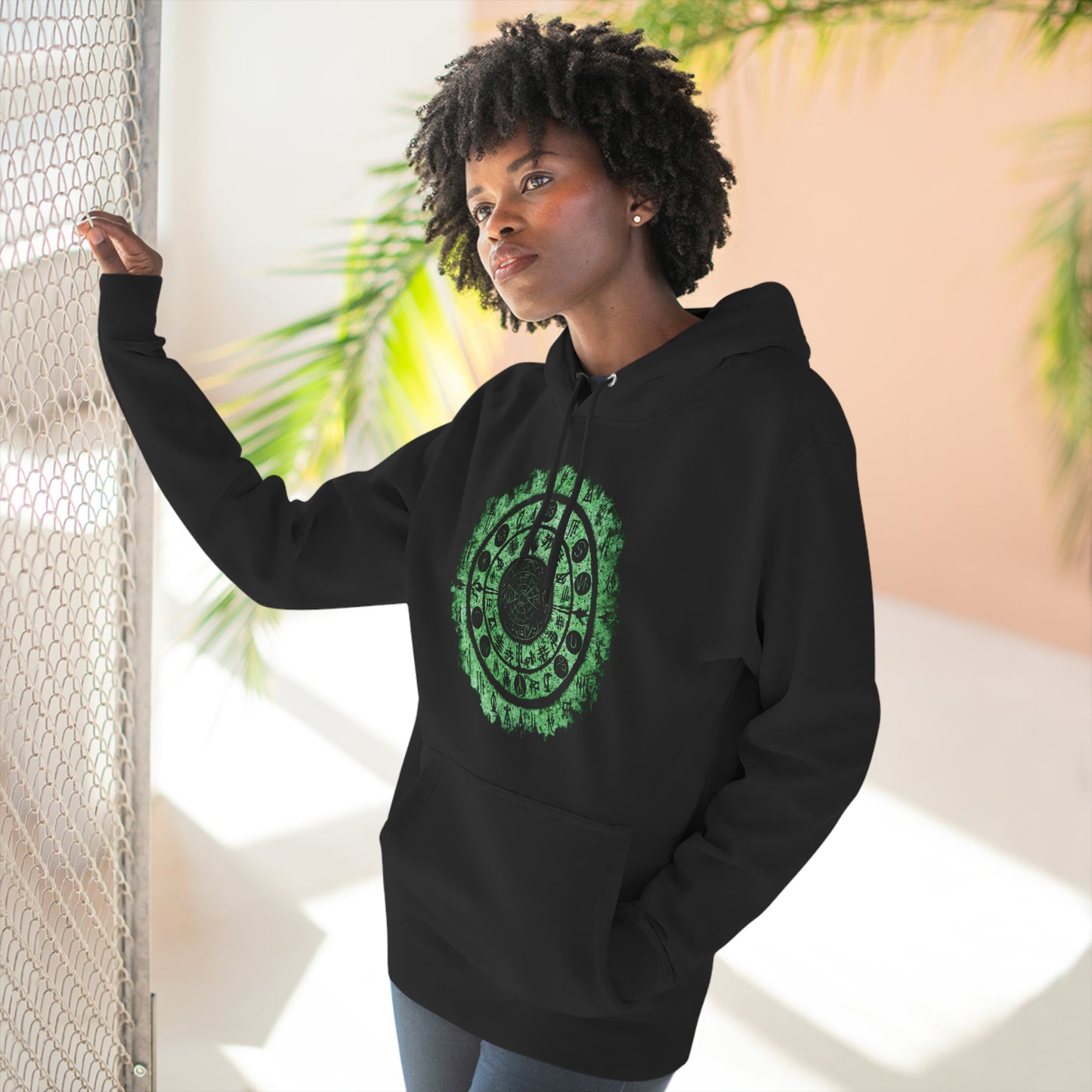 Unisex Pullover Hoodie Witchcraft seal - Green - Frogos Design