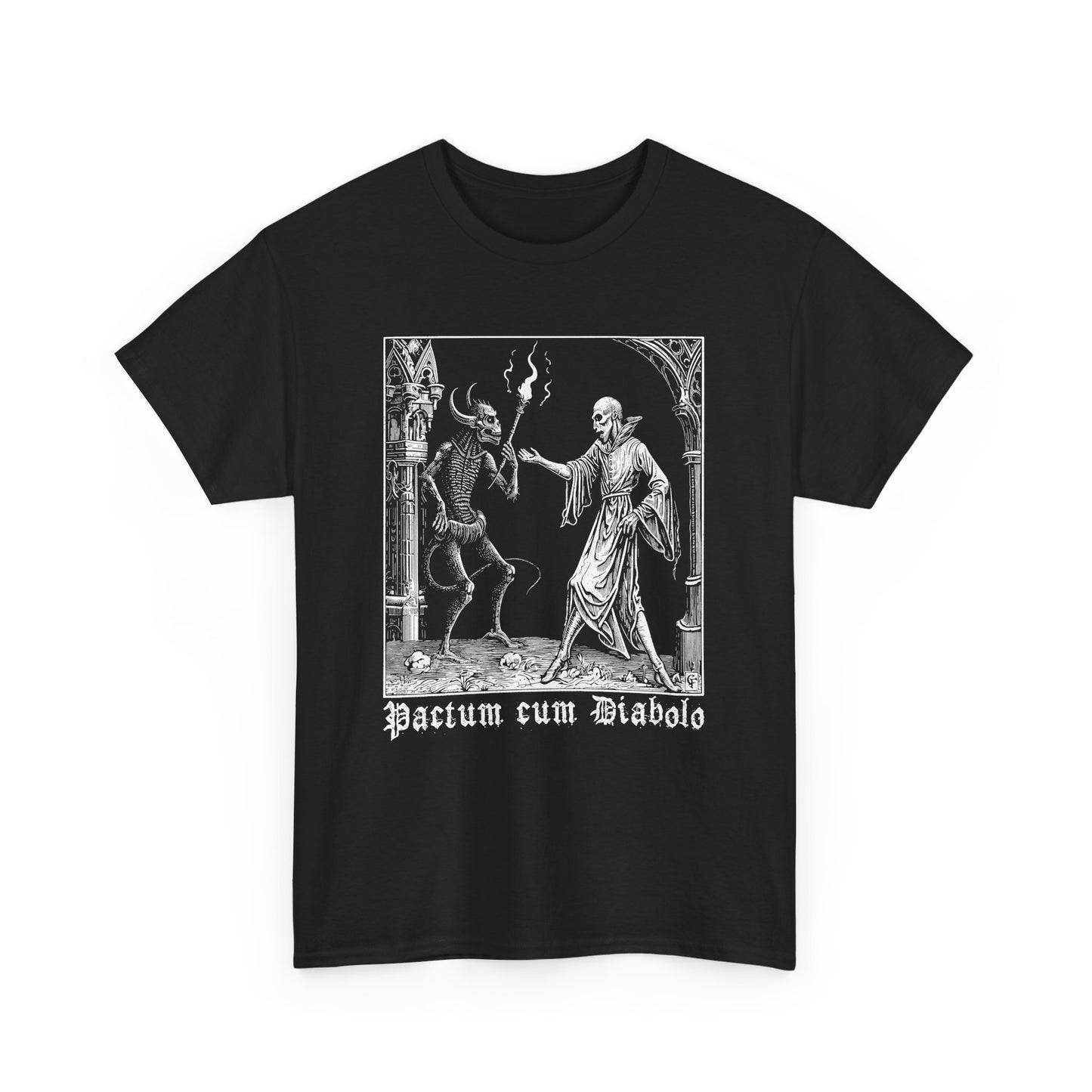 Unisex tričko Pactum cum Diabolo v bílé