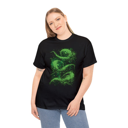 Unisex T-shirt Cosmic Worms in Green - Frogos Design