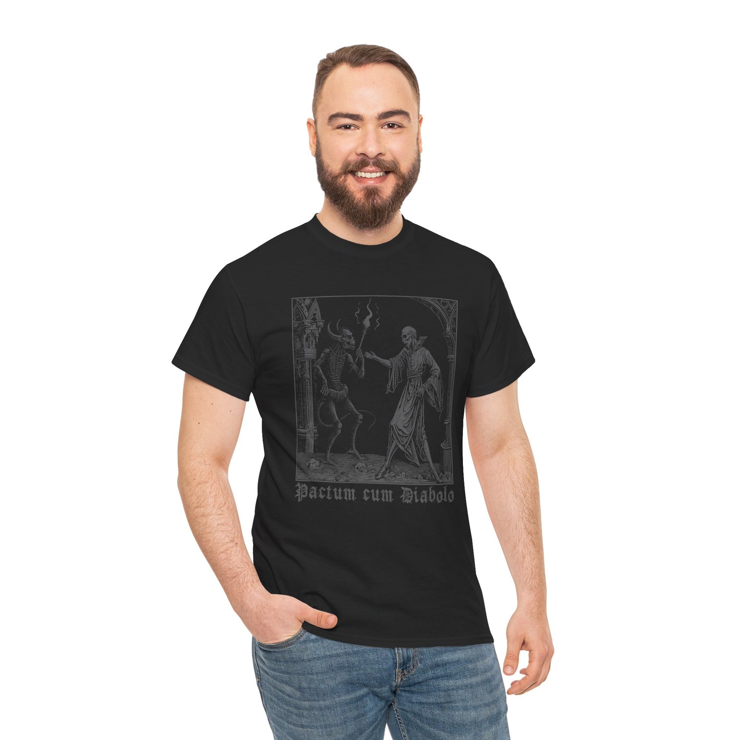 Unisex tričko Pactum cum Diabolo v béžové