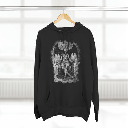 Unisex Pullover Hoodie Devil on his Throne - Grey - Frogos Design