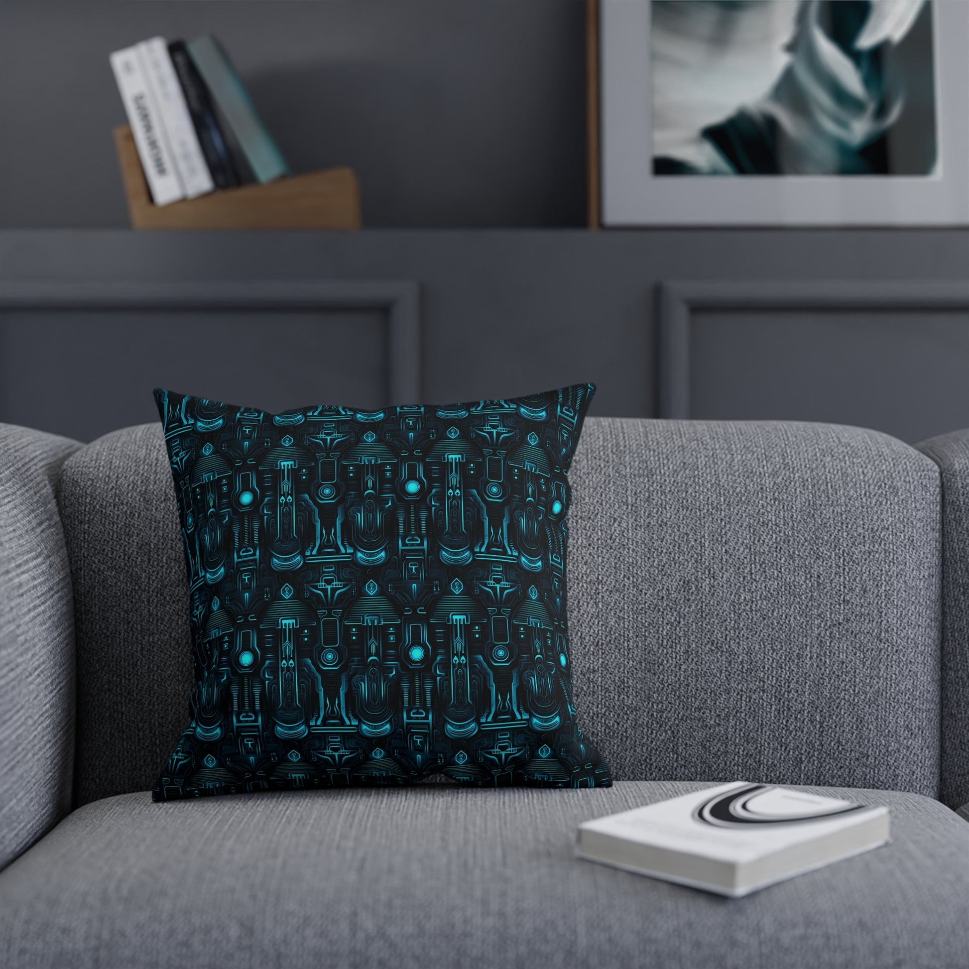 Cushions Dark Alien Structures in Blue - Frogos Design