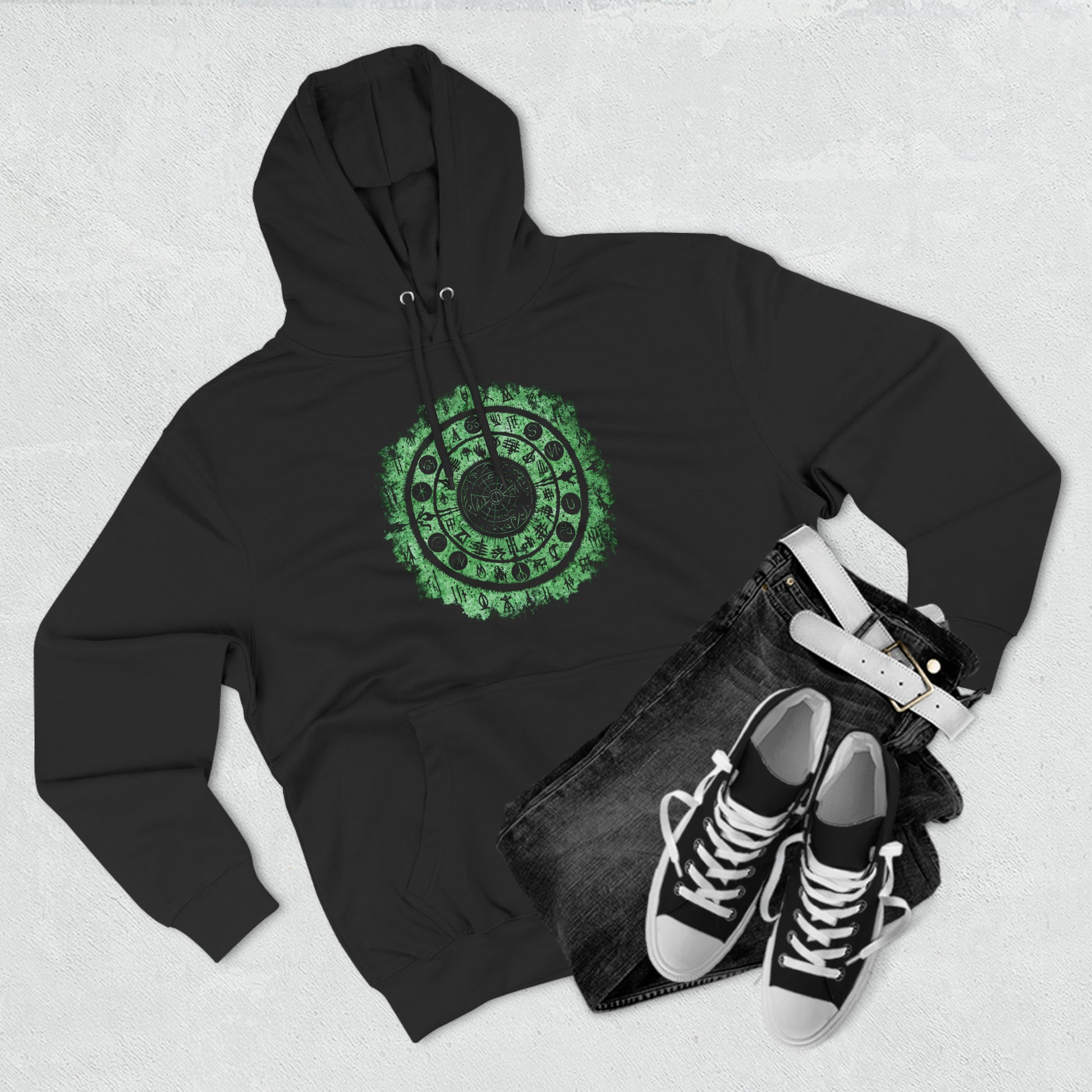 Unisex Pullover Hoodie Witchcraft seal - Green - Frogos Design