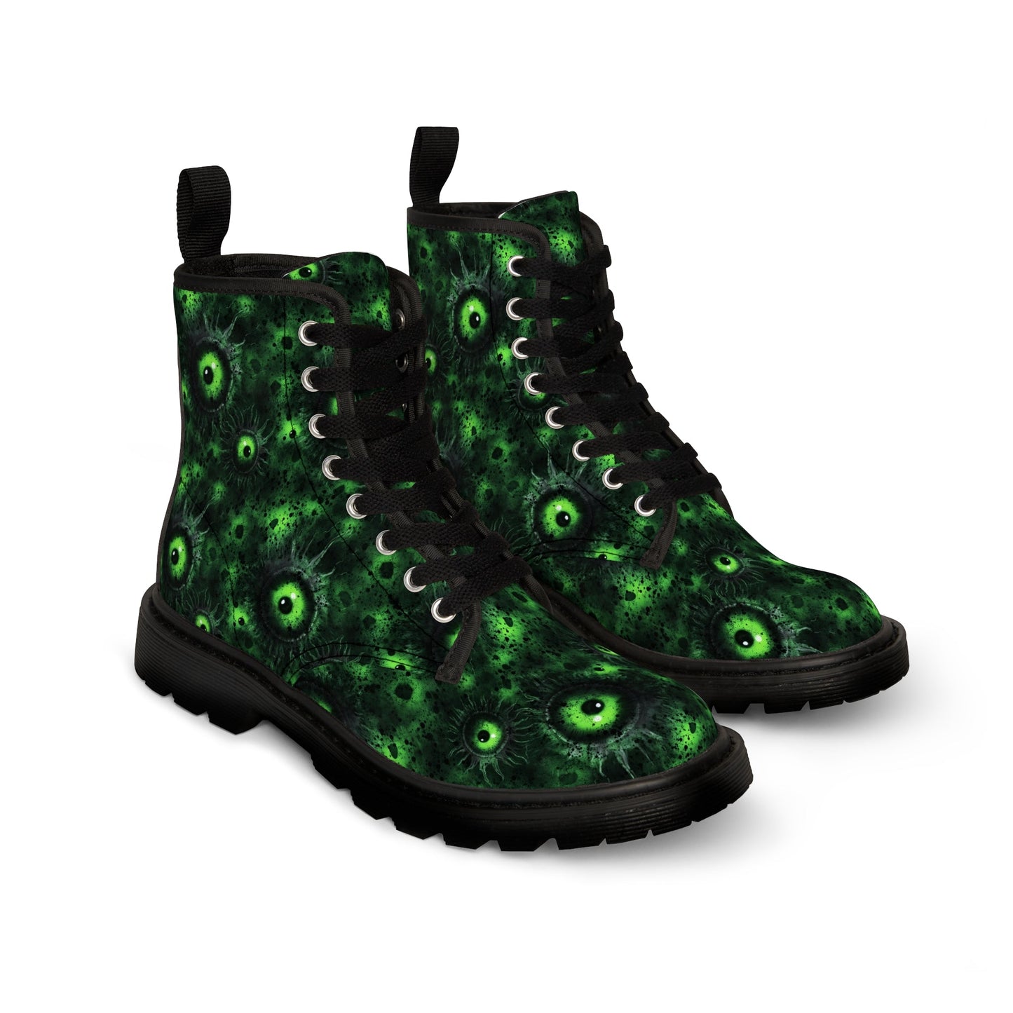 Canvas Boots Greeny Lurking Eyes - Frogos Design