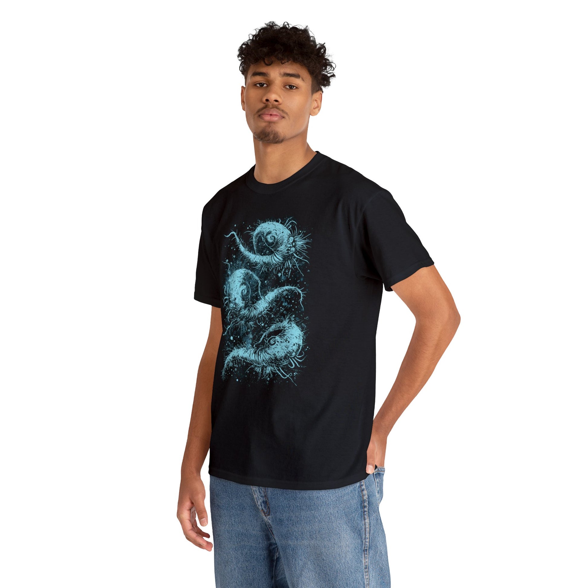 Unisex T-shirt Cosmic Worms in Blue - Frogos Design