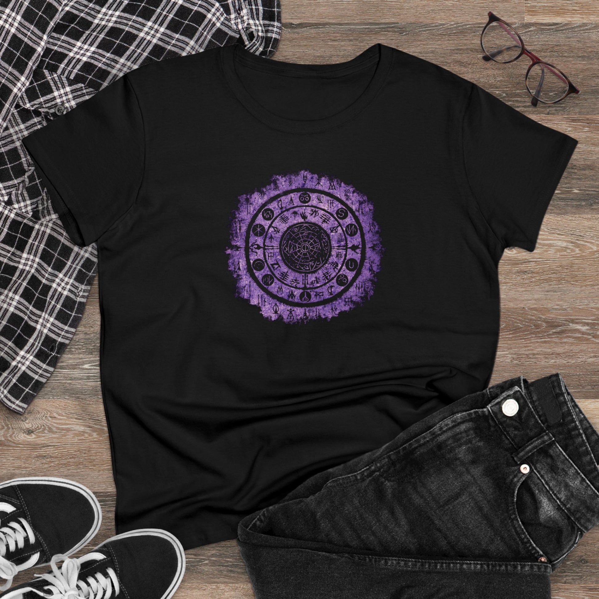 Women's T-shirt Witchcraft Seal in Purple - Frogos Design