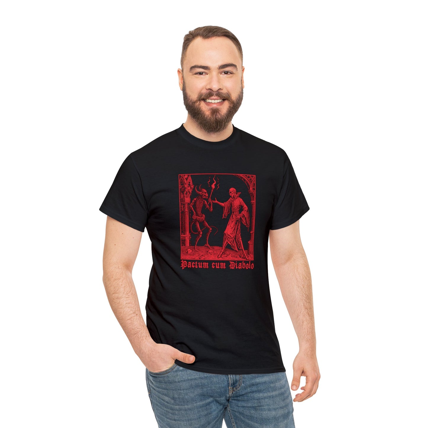 Unisex T-shirt Pactum cum Diabolo in Red - Frogos Design