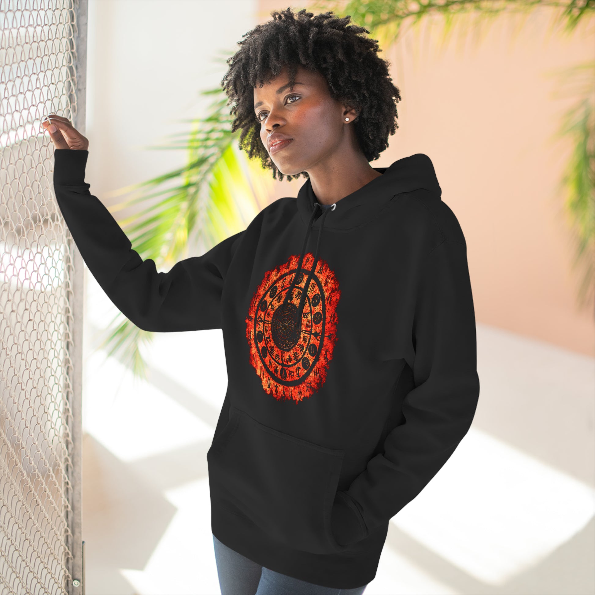 Unisex Pullover Hoodie Witchcraft seal - Orange - Frogos Design