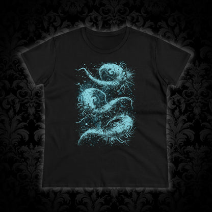 Women's T-shirt Cosmic Worms in Blue - Frogos Design