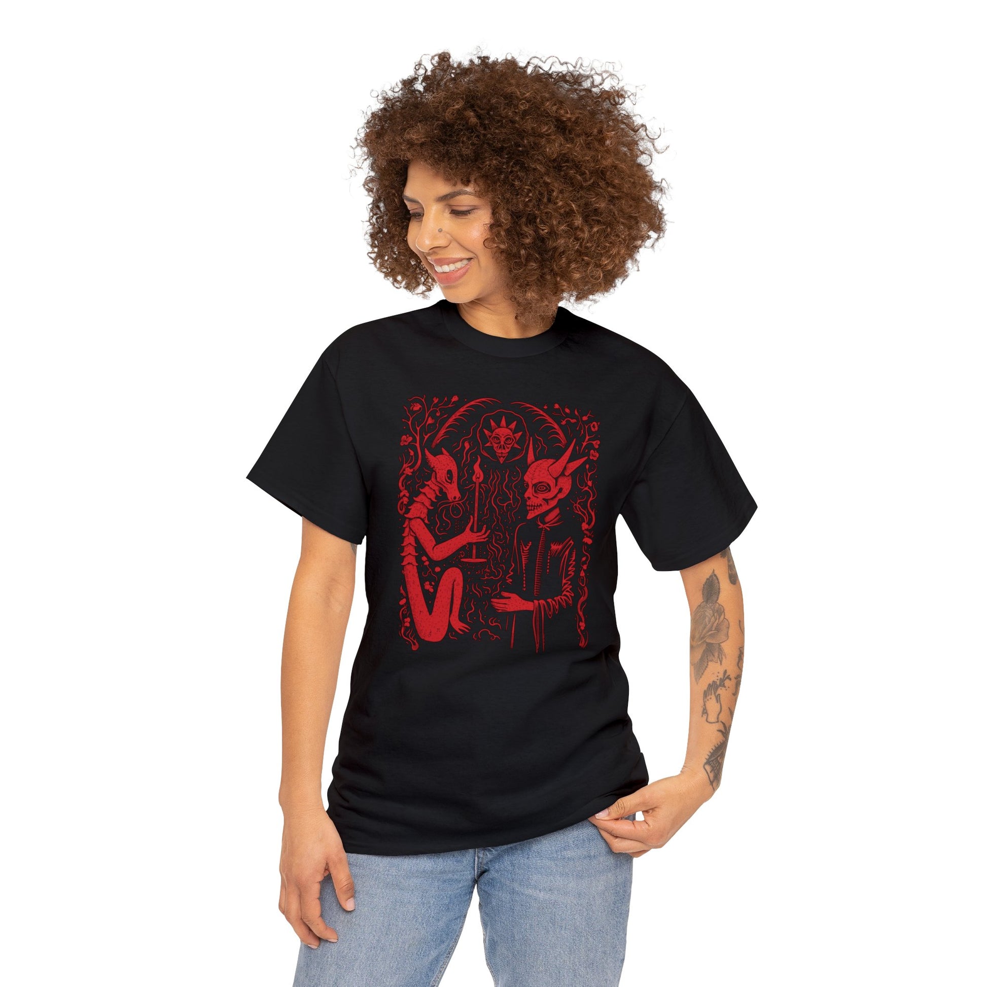 Unisex T-shirt Pact with the Devil in Red - Frogos Design