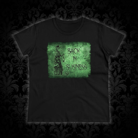 Women's T-shirt Back in Business in Green - Frogos Design