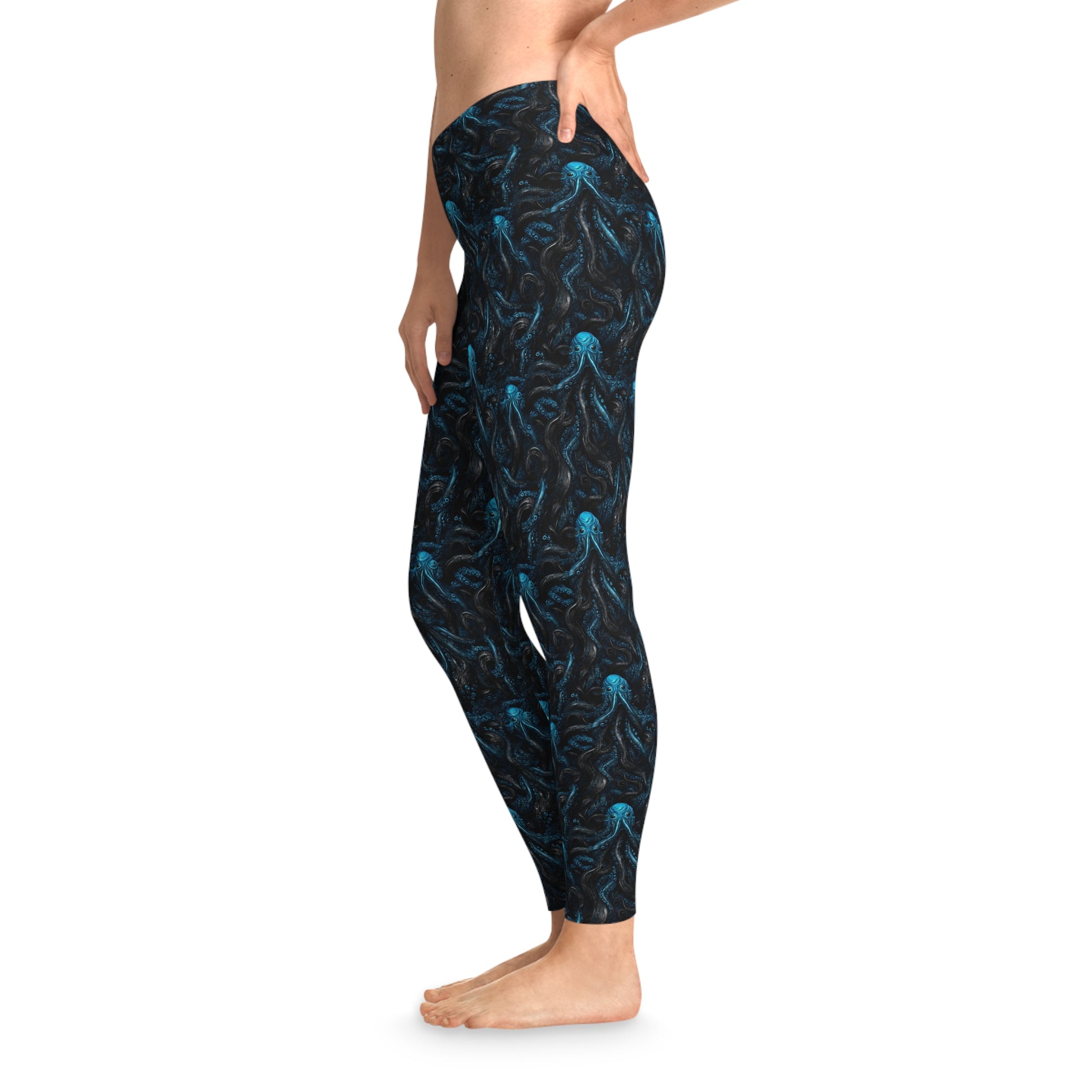 Women`s Leggings Blue Tentacles Horror - Frogos Design