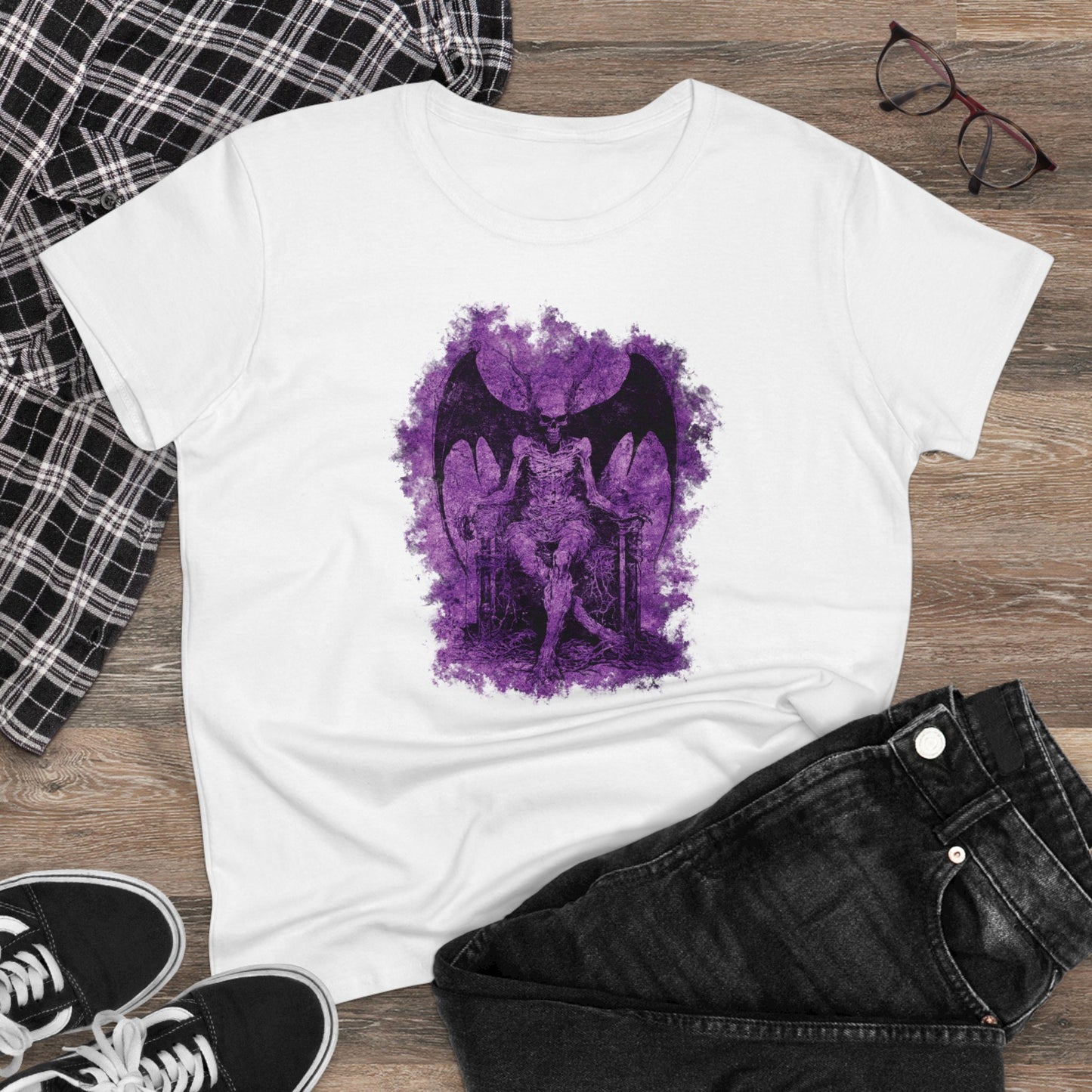 Women's T-shirt Devil on his Throne in Purple - Frogos Design