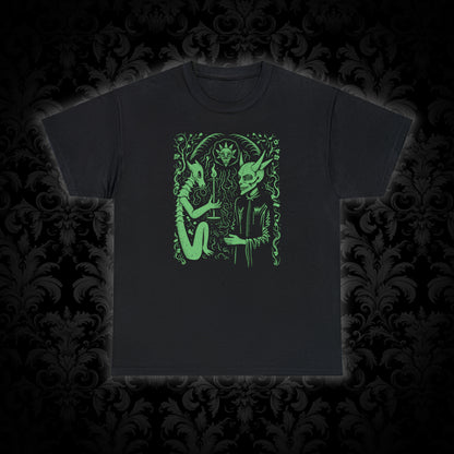 Unisex T-shirt Pact with the Devil in Green - Frogos Design