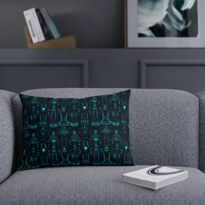 Cushions Dark Alien Structures in Blue - Frogos Design