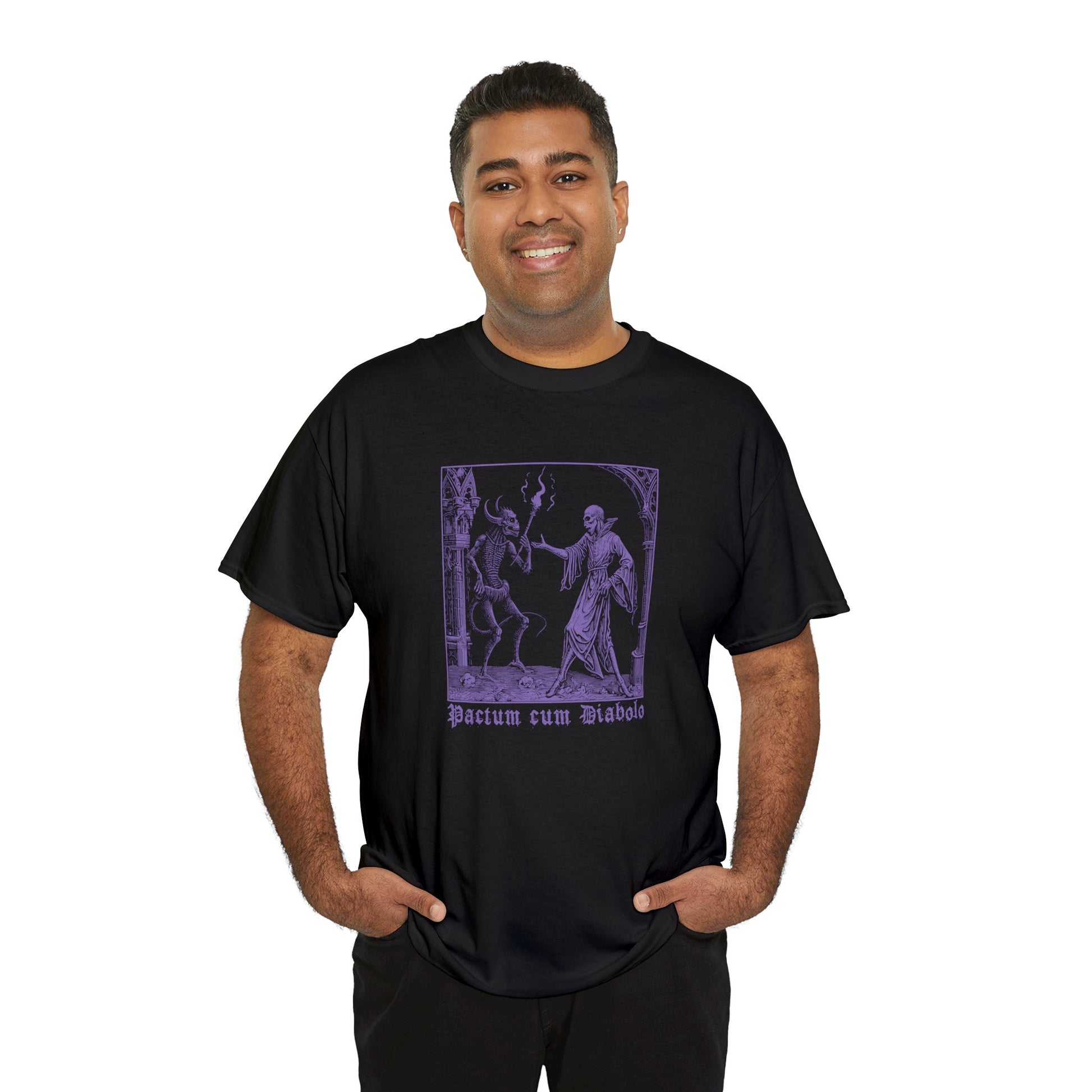 Unisex T-shirt Pactum cum Diabolo in Purple - Frogos Design