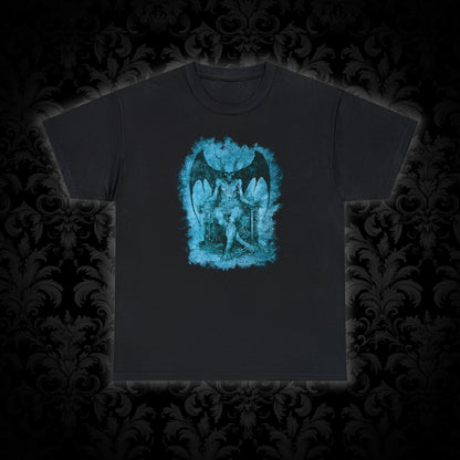 Unisex T-shirt Devil on his Throne in Blue - Frogos Design