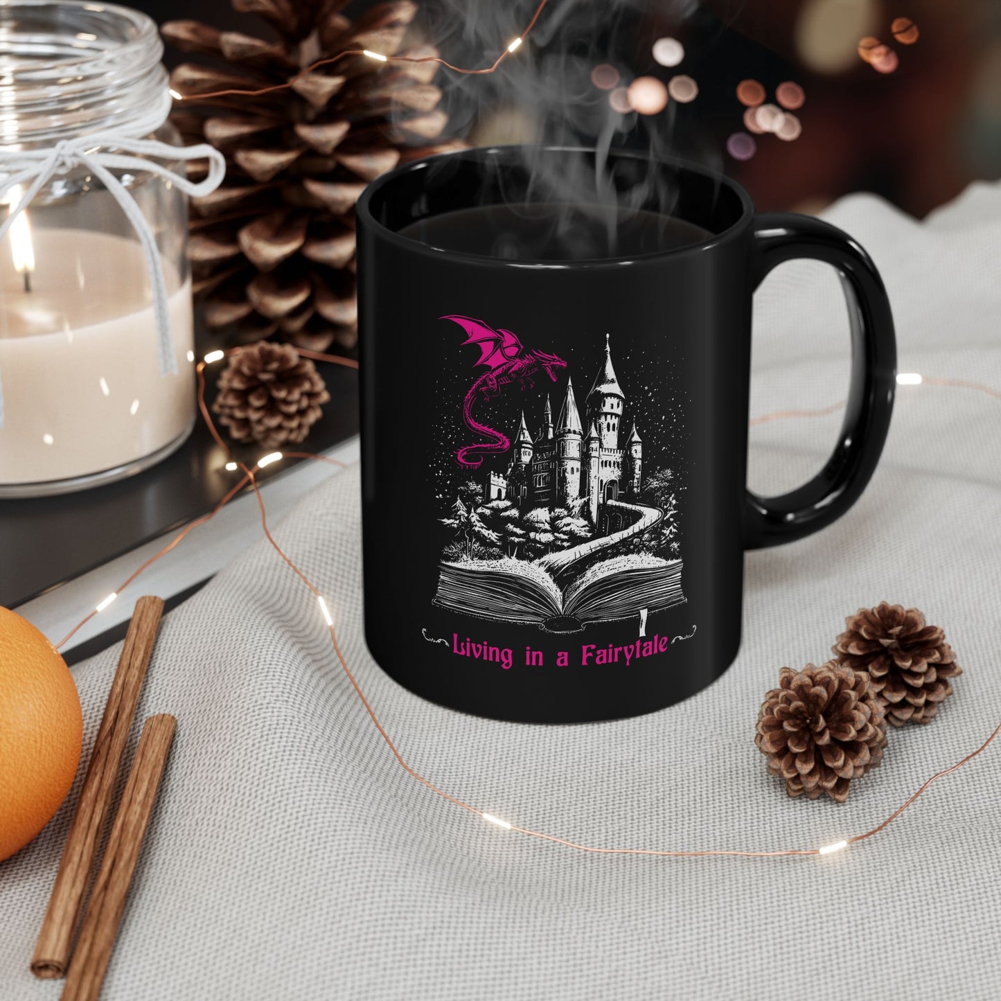 Mug Living in a Fairytale in pink