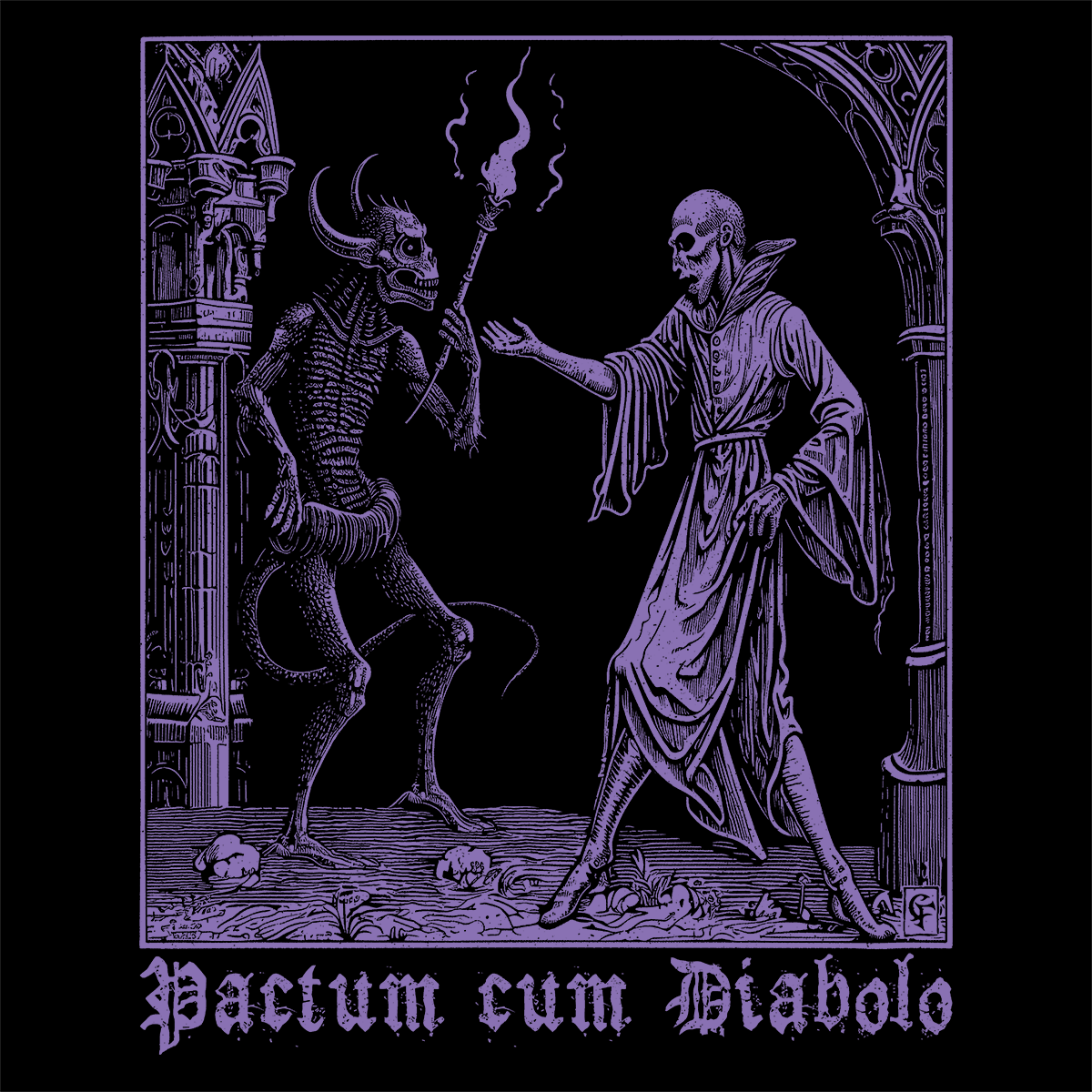 Unisex tričko Pactum cum Diabolo ve fialové
