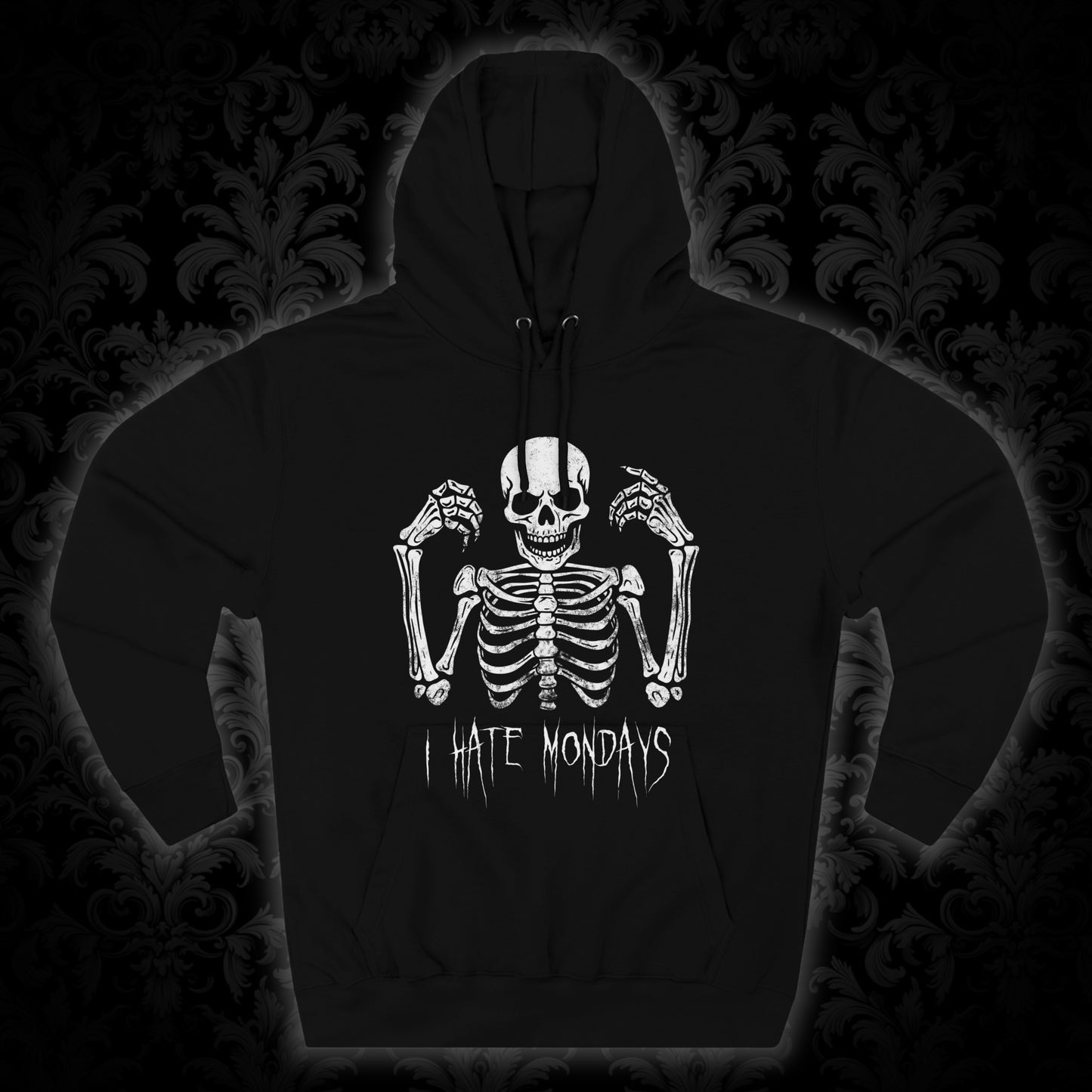 Unisex Pullover Hoodie Skeleton hates Mondays - Frogos Design