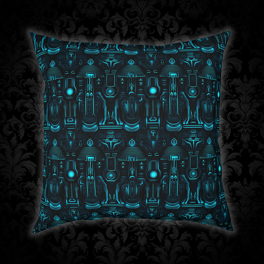 Cushions Dark Alien Structures in Blue - Frogos Design