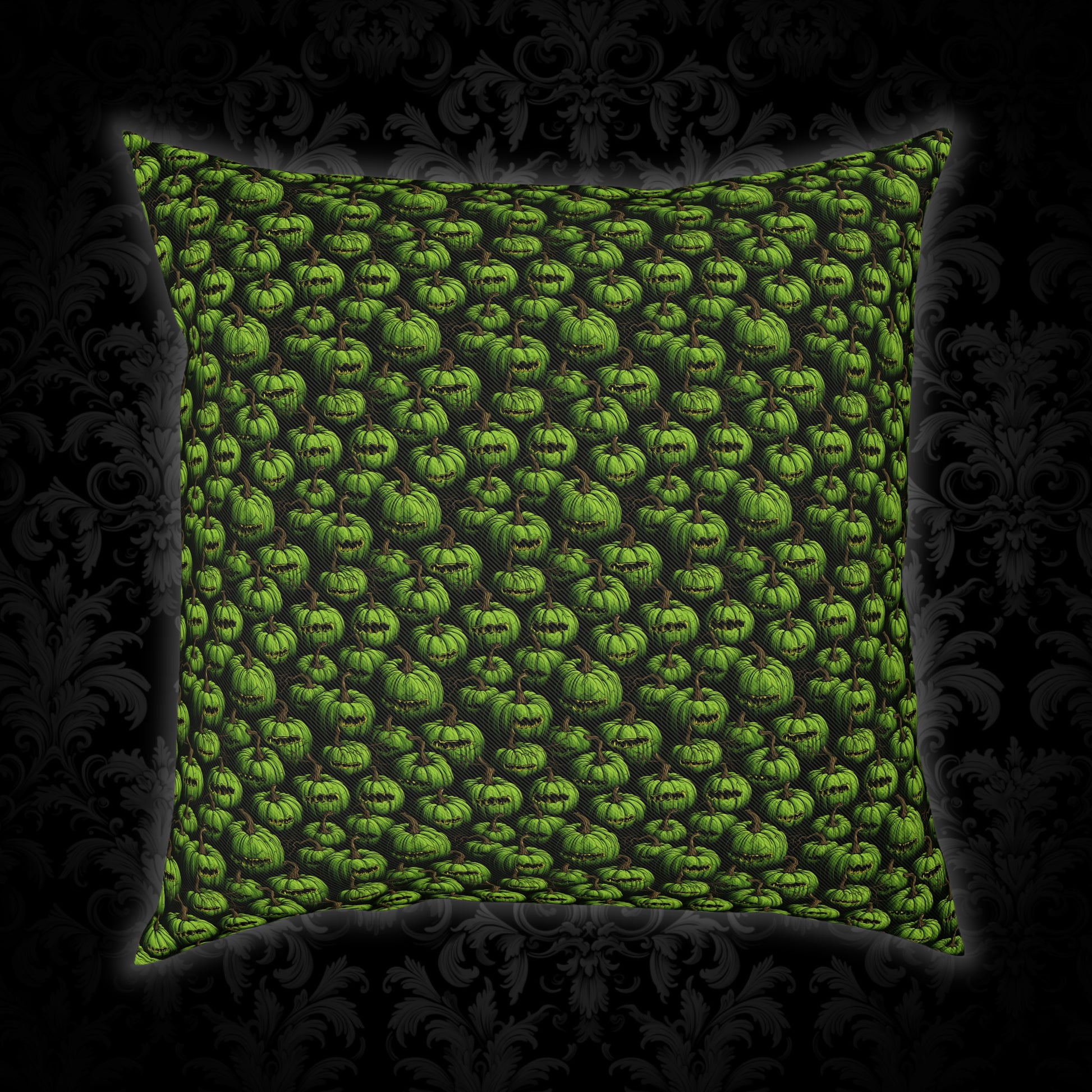 Cushions Spooky Green Halloween Blind Pumpkins - Frogos Design