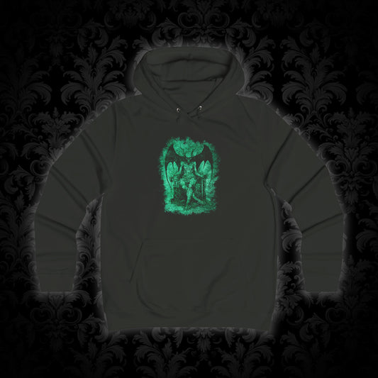 Girlie Hoodie Devil on his Throne in Green - Frogos Design