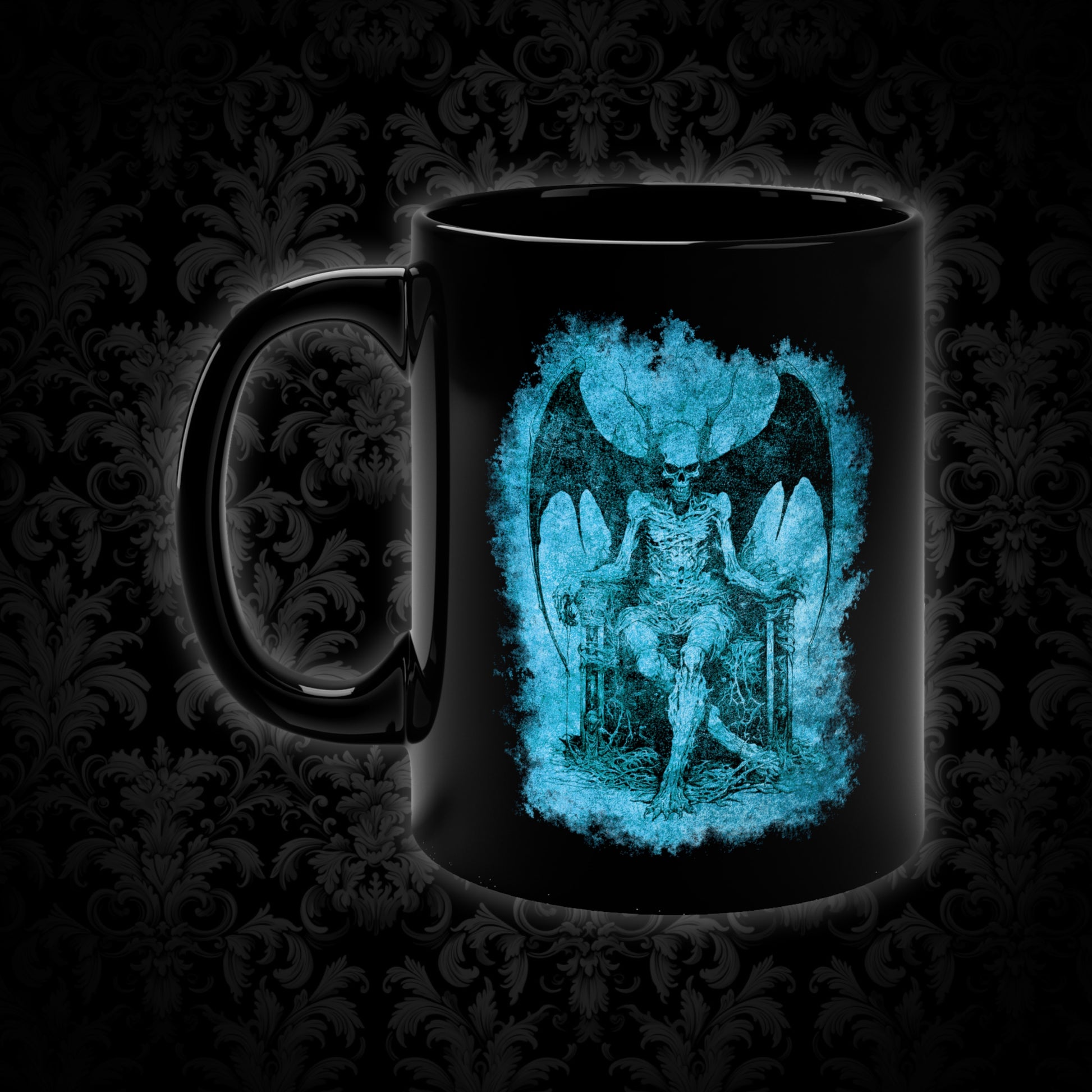 Mug Devil on his Throne in Hell in Blue - Frogos Design