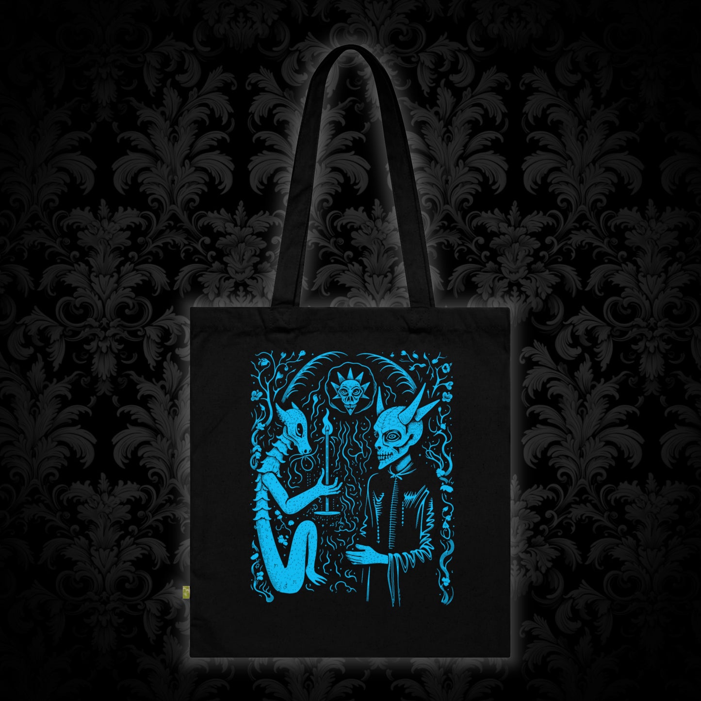 Tote Bag Pact with the Devil in Blue - Frogos Design