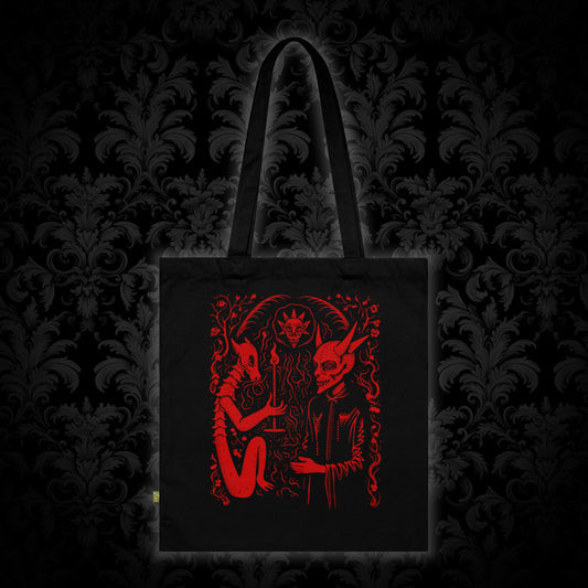 Tote Bag Pact with the Devil in Red - Frogos Design