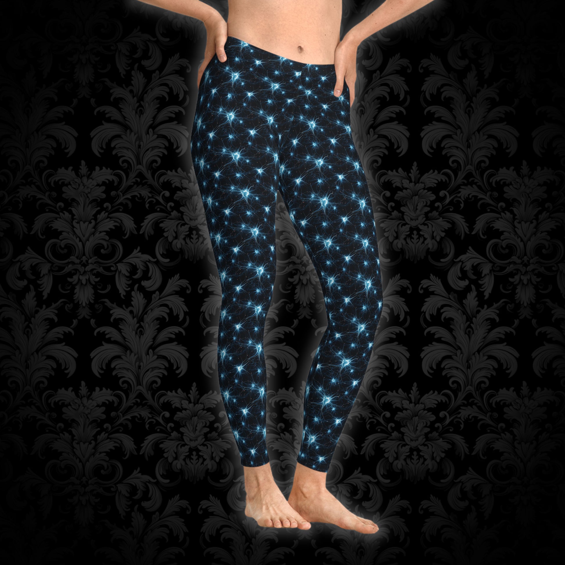 Women`s Leggings Blue Neurons - Frogos Design