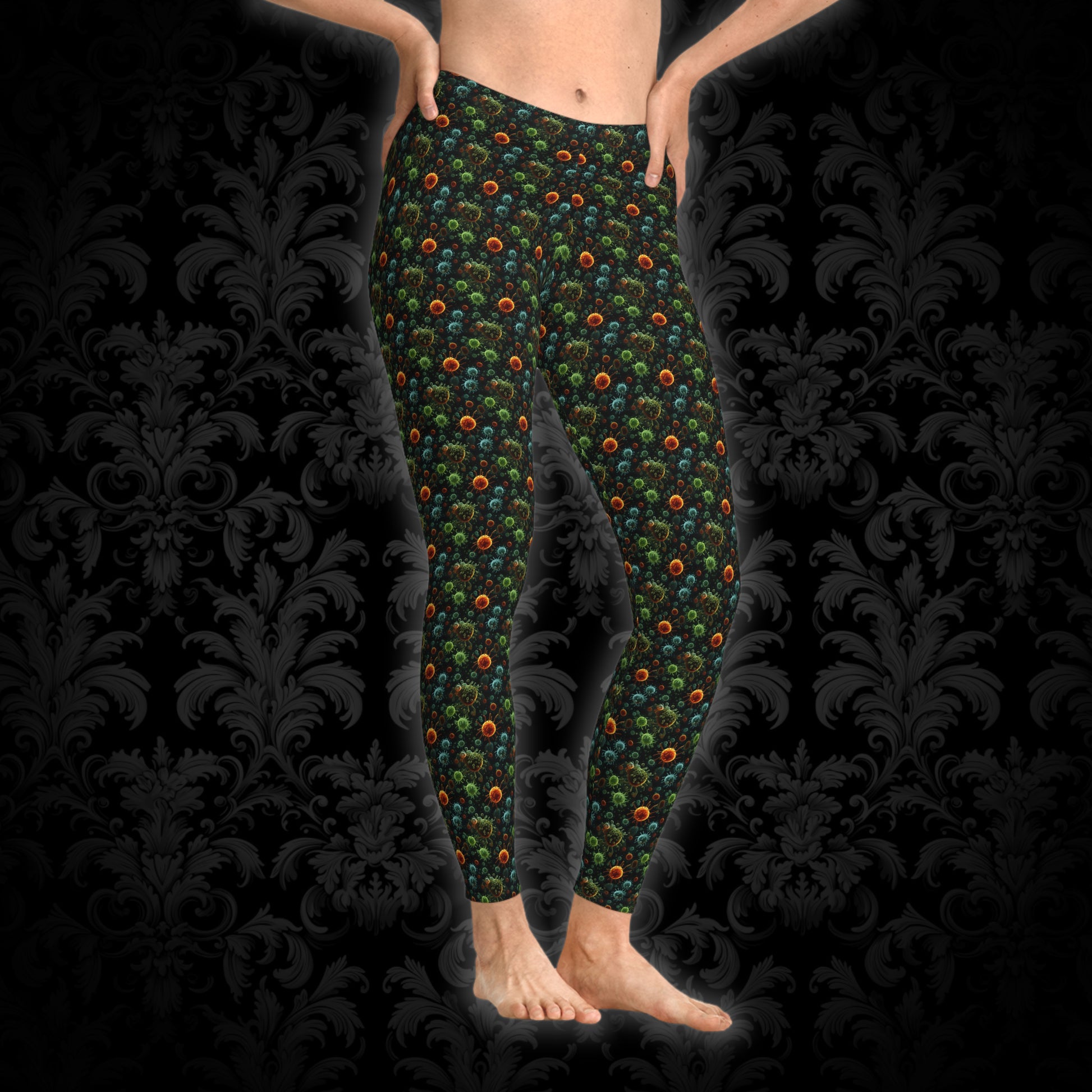 Women`s Leggings Green Bacteria - Frogos Design