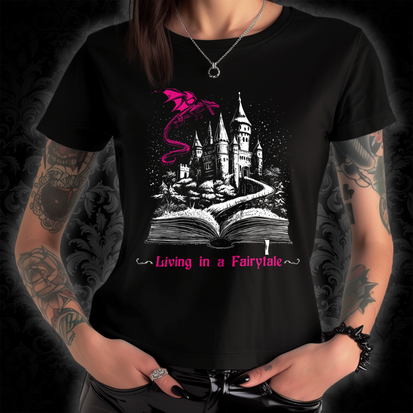 Women's T-shirt Living in a Fairytale in Pink